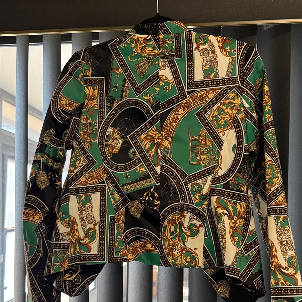 Ovi Women's Elegant Baroque Blazer - Black, Green, Gold - Picture 4 of 8
